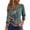 Green, variant on Women's Button Front V-Neck Tunic Top 3/4 Sleeve Floral Printed Tee with Ribbed Texture Detail Casual Shirt for Weekend Outings,Green 2XL