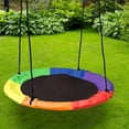 thumbnail image 4 of 40 Inch Saucer Swing for Kids Outdoor, 600 lbs Weight Capacity Round Swing w/ 900D Waterproof Oxford Cloth, Adjustable Rope, Flying Swing for Backyard & Indoor Playground, 4 of 5
