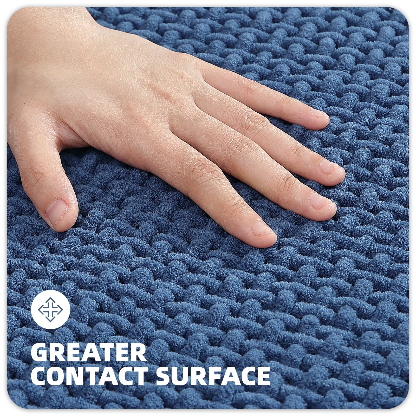 PABUBE Bathroom Rug, Non Slips Bath Mat, Machine Washable Bathroom Mat, Soft Absorbent Bathmat Bath Rug, Bathroom Rug and Mat for Bathroom Floor (20"x32",Navy)