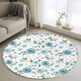 thumbnail image 2 of Round Area Rug 3ft Teal Blue Rose Floor Carpets Indoor Floor Area Mat Stain-Proof Mat Circle Rugs for Living Room Dining Room Kitchen Bedroom, Watercolor Farm Flower Sofa Throw Carpet, 2 of 9