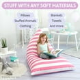 thumbnail image 3 of Butterfly Craze Bean Bag Chair Cover, Functional Toddler Toy Organizer, Fill with Stuffed Animals to Create a Jumbo, Comfy Floor Lounger for Boys or Girls, Stuffing Not Included, Light Pink Stripes, 3 of 9