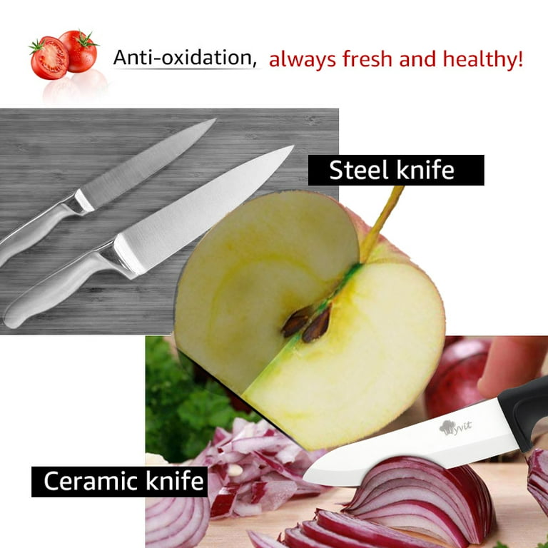 Ceramic Knife Set,All in One Knives Set for Kitchen, Non Rust White Zirconia Blade with Sheaths,Slicer,Peeler, Chef Knife,Ceramic Paring Knife 3 inch