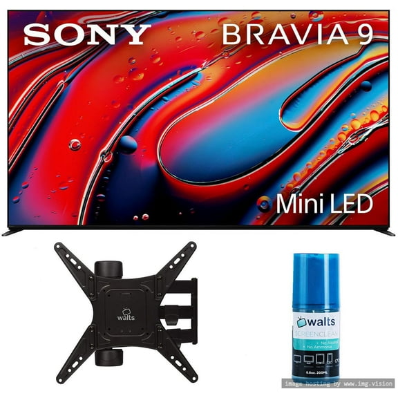 Sony K65XR90 65 Inch XR90 Series Bravia Mini LED HDR QLED 4K Google TV with a Walts TV Medium Full Motion Mount for 32"-65" Compatible TV's and Walts HDTV Screen Cleaner Kit (2024)