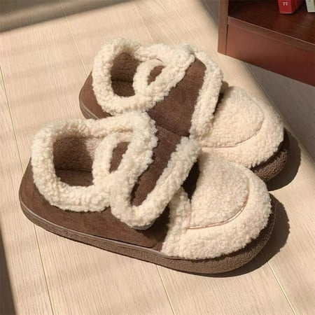YRZL Womens Slippers Warm Short Plush Lining House Shoes Moccassins Slip on Fashion Lady Flats Loafers Non Slip Slippers Women LYH