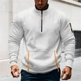 thumbnail image 2 of LIIPEE Men Hoodies Solid Color Long Sleeve Stand Collar Zip Up Pullover Hoodless Sweatshirt With Pocket Male Stylish Casual Outings Sweatshirts,White,Xxxxxl, 2 of 4