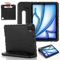 Dteck Kids Case for iPad Pro 11 inch 2024,iPad Air 11 inch 2025/2024 Handle Stand Lightweight EVA Foam Case Protective Rugged Drop Protection Child Proof CoverBlack