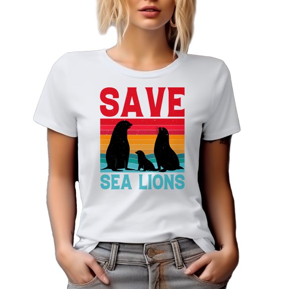 Save Sea Lions, Seal Lover or Rescuer, White T-Shirt, Small
