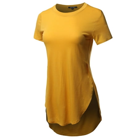 - FashionOutfit Women's Solid Over-Sized Side Slit Short Sleeves Round Neck Top