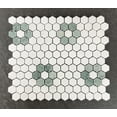thumbnail image 3 of Thassos White and Ming Green 1" x 1" Marble Honeycomb Mosaic Wall & Floor Tile - Case (10 Sheets), 3 of 11