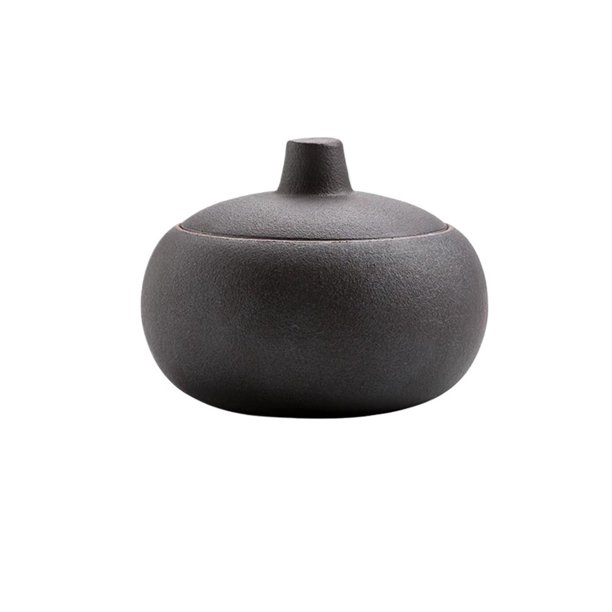 Cenicero portátil de hierro esmaltado de cerámica tosca con tapa for interior y exterior