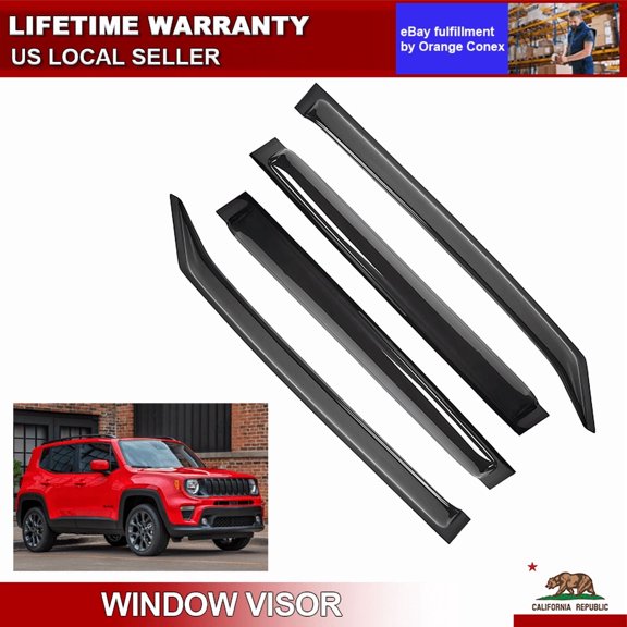 Smoke Window Visors For 2015-2023 Jeep Renegade Sun Rain Guard Wind Deflector