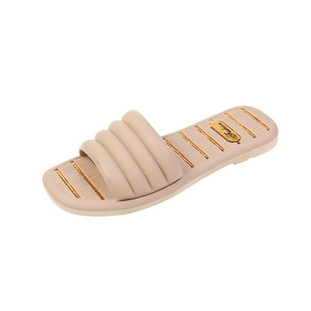 

YanHoo Boho Slide Sandals for Women Girls Dressy Low Wedge Sandal Casual Open Toe Flat Sandals Summer Beach Slip on Sandals Platform Sandals