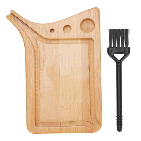 Sorven Bamboo Rolling Tray Plate Rolling Tray, Bamboo Rolling Tray with Spout with Brush for Tiny Items