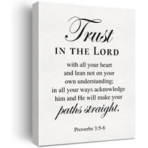 Christian Canvas Wall Art Motivational Trust in the Lord Canvas Print Positive Scripture Bible Verse Painting Home Wall Decor Framed Baptism Gift 12x15 Inch