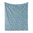 thumbnail image 1 of Autumn Soft Flannel Fleece Throw Blanket, Foliage Dry Leaves Pine Nuts Hand Drawn Flower Elements Fall Season, Cozy Plush for Indoor and Outdoor Use, 50" x 70", Pale Sky Blue Salmon, by Ambesonne, 1 of 5