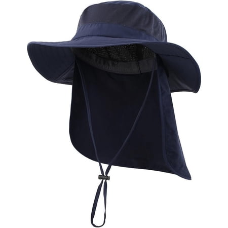 Outdoor UPF50+ Mesh Sun Hat Wide Brim Fishing Hat with Flap Sun Hat for Men Women