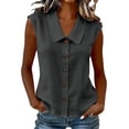thumbnail image 3 of VBVC Women's Sleeveless Peter Pan Collar Top,Ladies Lightweight Button Down Shirt,Summer Breathable Blouse for Women,Green,S-3XL, 3 of 8