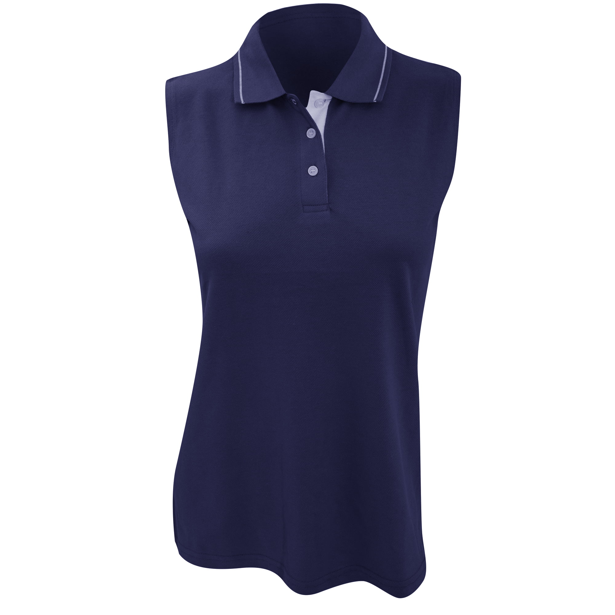 Gamergear® Ladies Proactive Sleeveless Polo Shirt Navy/White 8