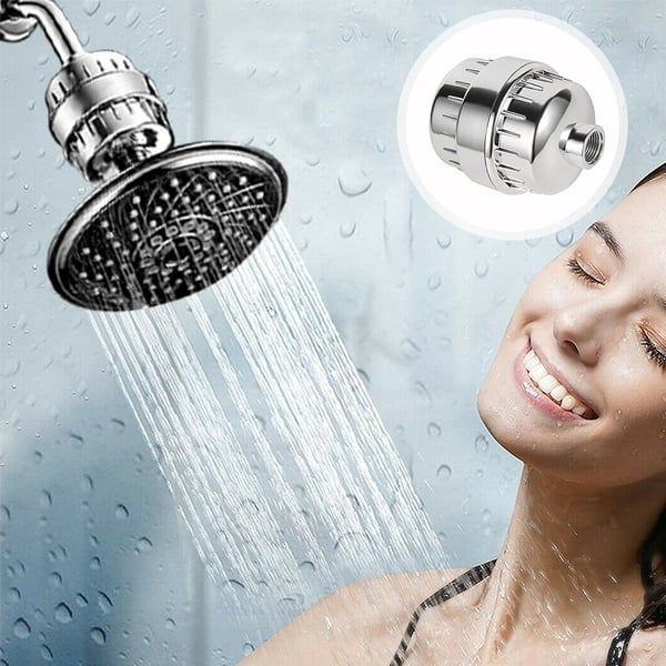 Chrome Shower Head Filter Bathroom Hard Water Purifier Softener Chlorine Remover 