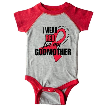 

Inktastic Sickle Cell Awareness I Wear Red For My Godmother Gift Baby Boy or Baby Girl Bodysuit