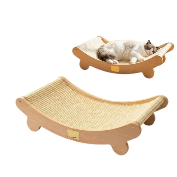 Sisal Cat Scratcher Bed for Indoor Cats Hammock for Scratching Pad Cat Chair Natural Sisal Scratch Post for Large Cats Scratcher Lounge, Wooden Cat Furniture(Large)