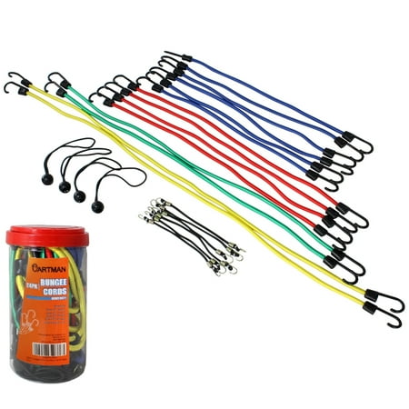 Cartman Bungee Cords Assortment Jar 24 Piece in Jar - Includes 10", 18", 24", 32", 40" Bungee Cord and 8"...
