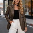 thumbnail image 3 of Idoravan Women Leather Jackets Casual Women Leather Blazer Jacket Women Faux Leather Blazer Jacket Fashion Women's Solid Color Long Sleeves Commute Leather Suit Jacket, 3 of 6