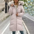 thumbnail image 2 of Breezora Women's Mid Length Down Cotton Padded Jacket with Large Collar Loose Knee Length Thick Winter Coat S Size Pink, 2 of 9