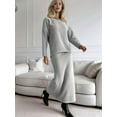 thumbnail image 2 of Women'S Casual 2 Pieces Set Crewneck Sweater and Fishtail Skirt Knit Outfits for Fall Winter Fashion Light Gray L, 2 of 3