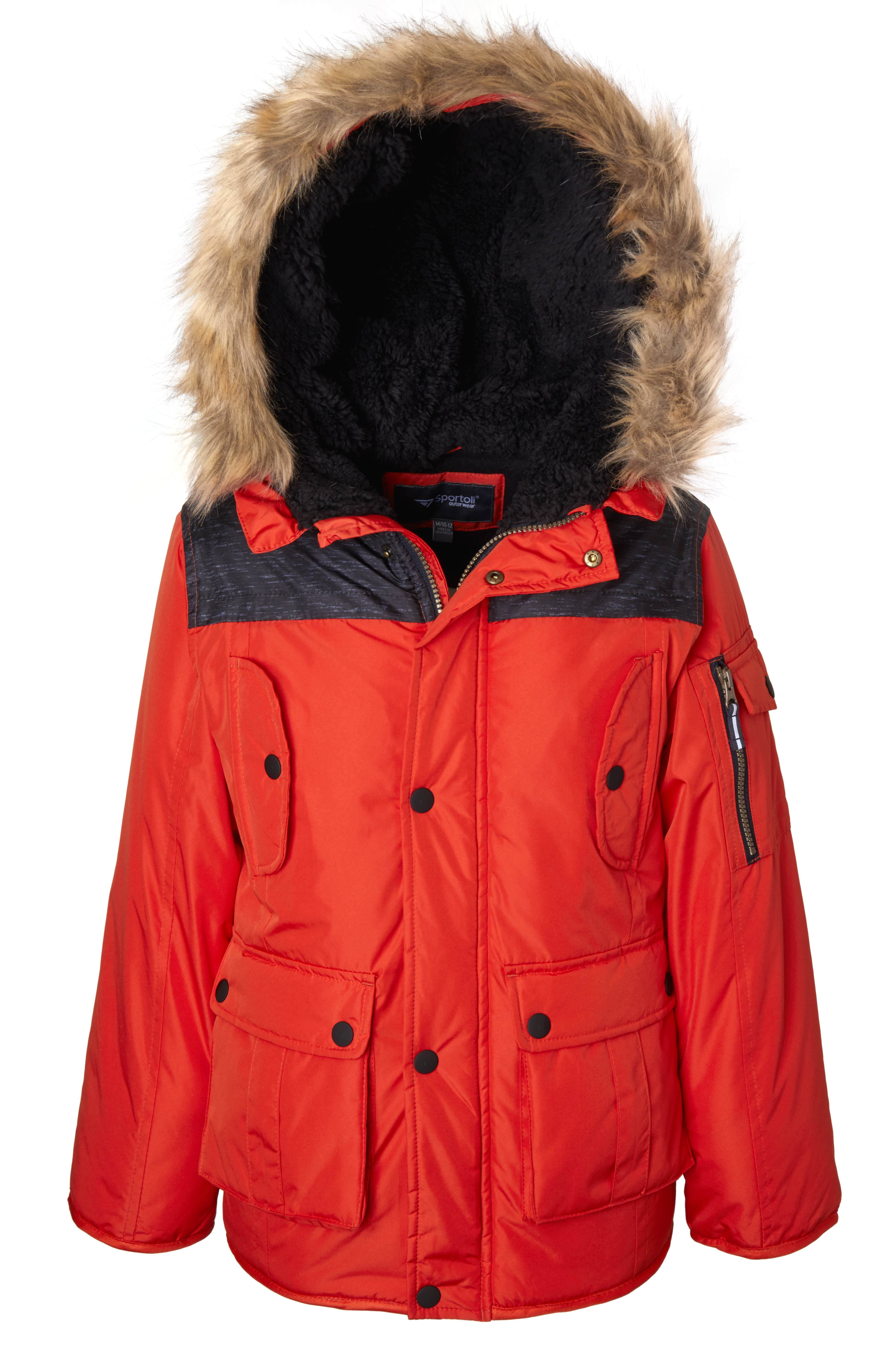 boys fur lined parka