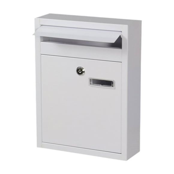 GUOOL Wall Mounted Mailbox Key Drop Box Mail Drop Box Ballot Box Postbox with Lock and White