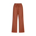 thumbnail image 4 of Women Fashion High Waisted Wide Leg Pants Drawstring Elastic Trousers Comfy Straight Leg Long Pants With Pockets, 4 of 5