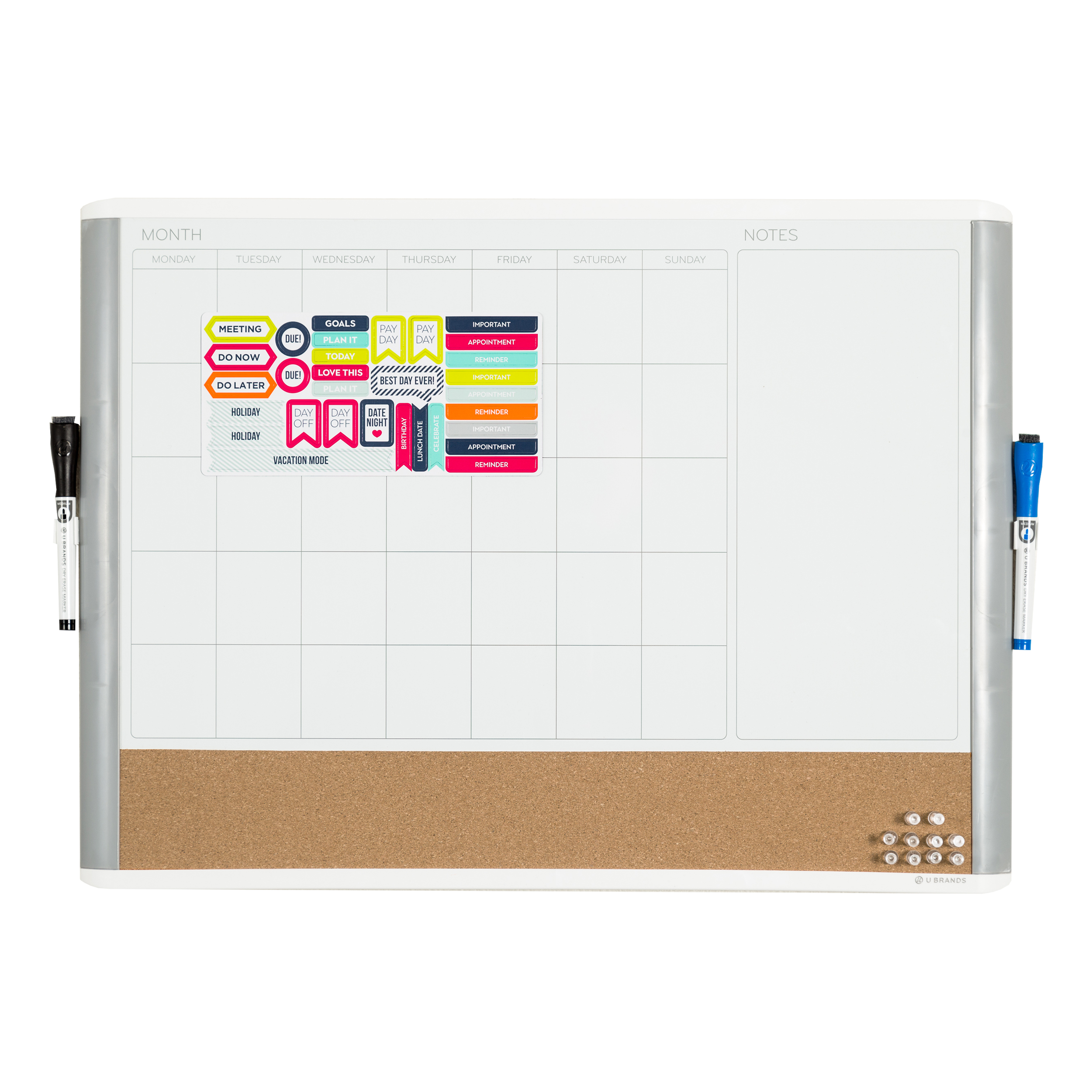 U Brands 3-in-1 Dry Erase Calendar Board, 17" x 23" photo 2