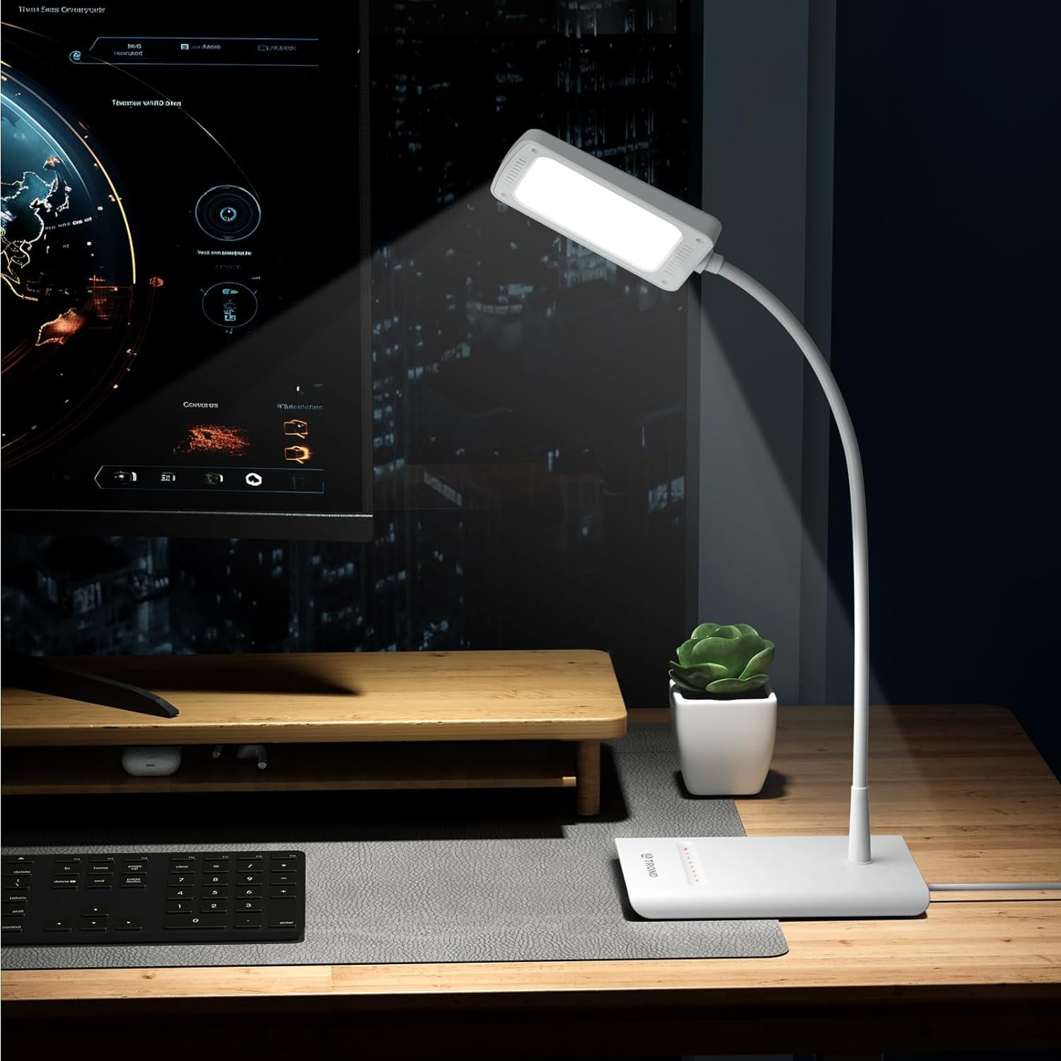 TROND LED Desk Lamp 3 Color Modes 7 Brightness, Dimmable Table Lamp, Eye Caring Reading Light, Adjustable Gooseneck, Touch Control 900LM