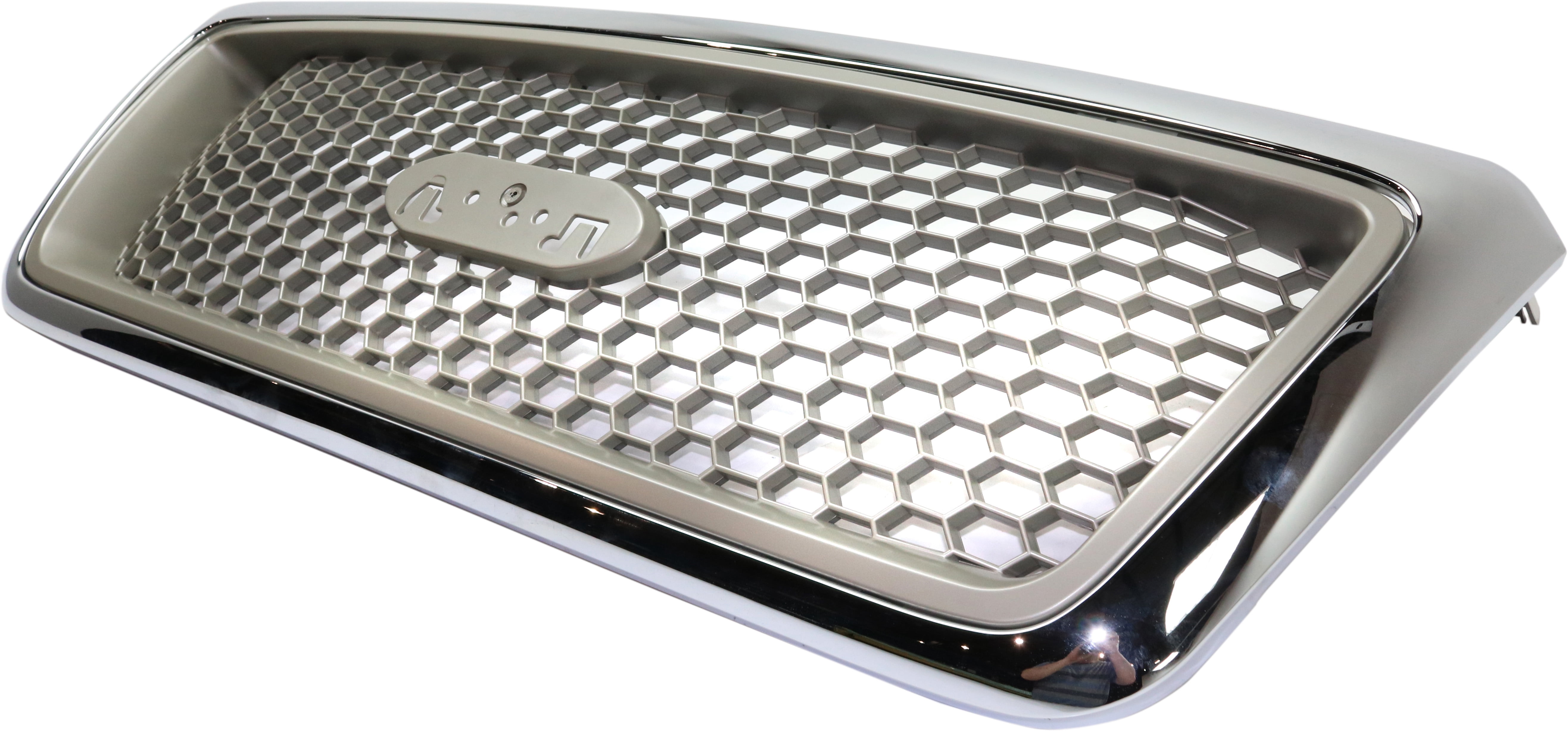 Grille Assembly Compatible With 2004-2008 Ford F-150 Chrome Shell with Beige Insert