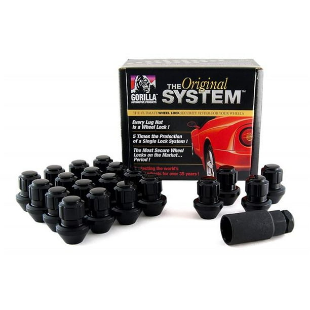 Gorilla 96643BDX Locking Lug Nut with Key Factory Bulge, Black Chrome