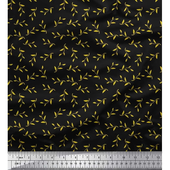 Soimoi Rayon Fabric Artistic Leaves Print Fabric by the Yard 42 Inch Wide