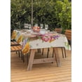thumbnail image 4 of 60x102 Inch Outdoor Tablecloth with Umbrella Hole Zipper Rectangle Spring Groundhog Rectangular Tablecloths Outside Waterproof Watercolor Sunflower Botanical Rustic Patio Table Cover for Picnic Party, 4 of 8