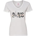 thumbnail image 3 of Inktastic Paris Eiffel Tower with Flowers Women's V-Neck T-Shirt, 3 of 5