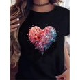 thumbnail image 1 of Vibrant Valentine's Day Heart Graphic Tees Stylish Crew Neck Women Casual Round Neck Short Sleeve, 1 of 6