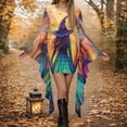 thumbnail image 2 of Fewfanhot Robes d'Halloween pour Femmes, Robe Décontractée à Col Rond avec Imprimés Effrayants et Style Asymétrique, Robe à Enfiler Patchwork, 2 of 5