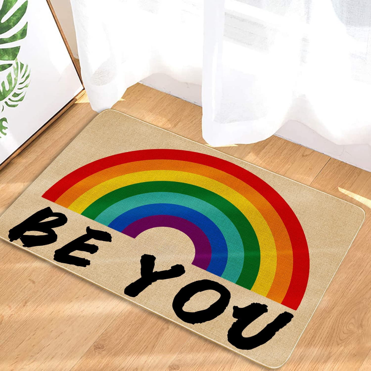 leevon Rainbow Doormat Outdoor Indoor,Cute Pride Door Mat Color Front Door Decor Mat Rug,Welcome Entrance Floor Mats,17 x 30 in, 17x30 inches