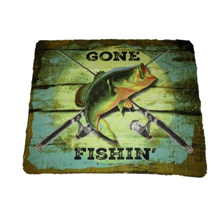 - Gone Fishin Fishing Bass Fish 50x60 Polar Fleece Blanket Throw, Fleece By AES