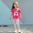 thumbnail image 7 of Glisme 2 Pcs Girls Outfit Personality Fashion Cute Printed Short Sleeve Top And Leggings Set Trend Clothing Set For Girl Size 18-24 Months, Hot Pink, 7 of 7