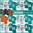 thumbnail image 2 of Custom 10 Tyreek Hill 1 Tua Tagovailoa Football Jersey DeVon Achane Jaylen Waddle Jalen Ramsey Raheem Mostert Braxton Berrios Jevon Holland Bradley Chubb Dan Marino, 2 of 7
