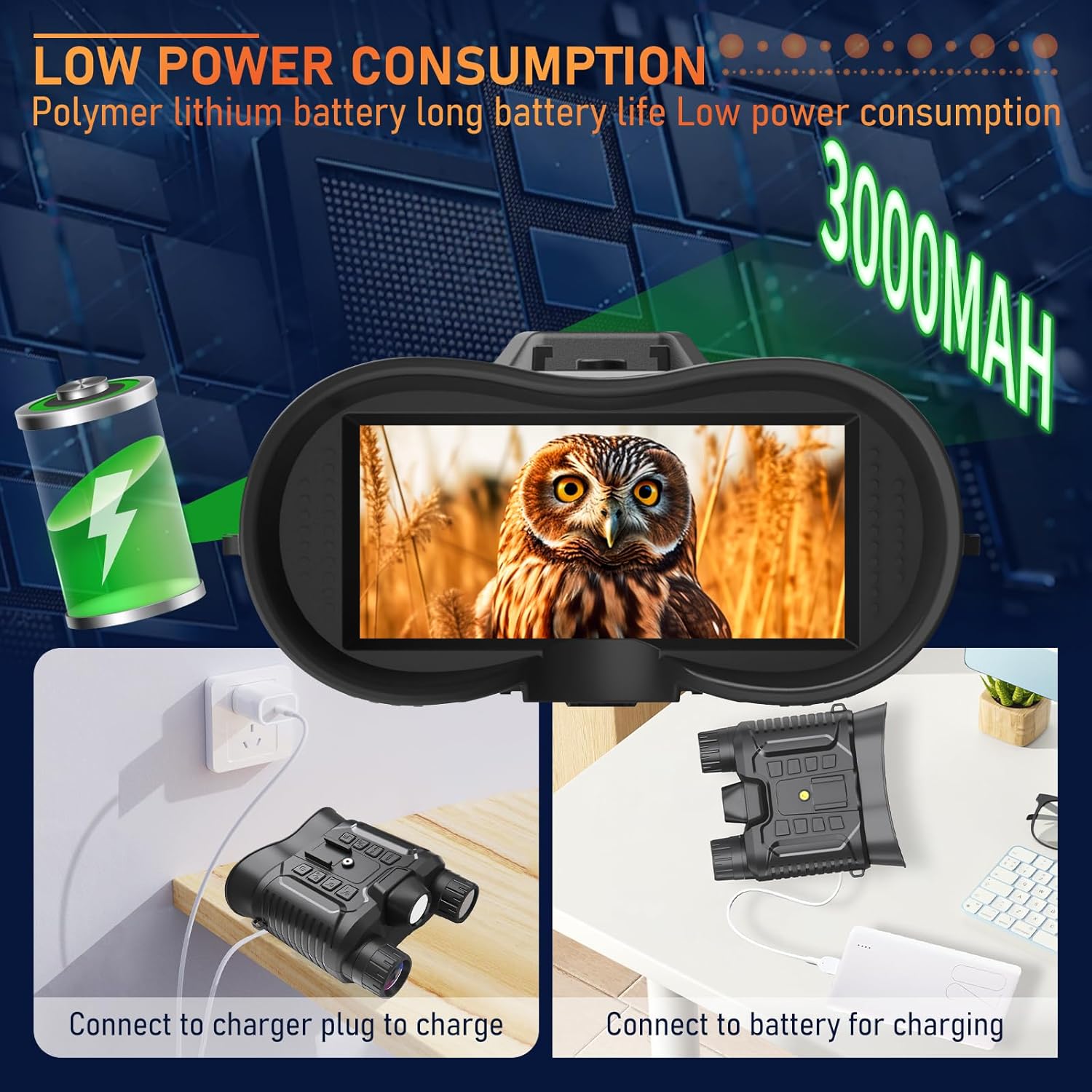 Aorsher Head-Mounted Night Vision Goggles with 8X Digital Zoom, Goggles Military Grade Night Vision Binoculars with 32GB TF Card, 4K Video and 36MP Photo for Viewing 1312FT