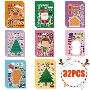 Christmas DIY Stickers Xmas Party Games Sticker Santa Stickers for Christmas Party Gift 32 Sheets