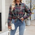 thumbnail image 2 of Chemise Classique à Carreaux en Flanelle à Manches Longues Surdimensionnée Décontractée pour Femmes, 2 of 3