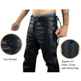 thumbnail image 3 of Dream Apparel Black Motorcycle Leather Chaps for Men Women Cowhide Leather Pants w/ Side Zipper on waist, 3 of 5
