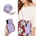 thumbnail image 2 of Crossbody Wallet Case for Samsung Galaxy S23 Ultra, Zipper Pocket Case with Card Holder, PU Leather Protective Cover Case with Kickstand Detachable Wrist Strap Lanyard for 6.8" - Purple, 2 of 7